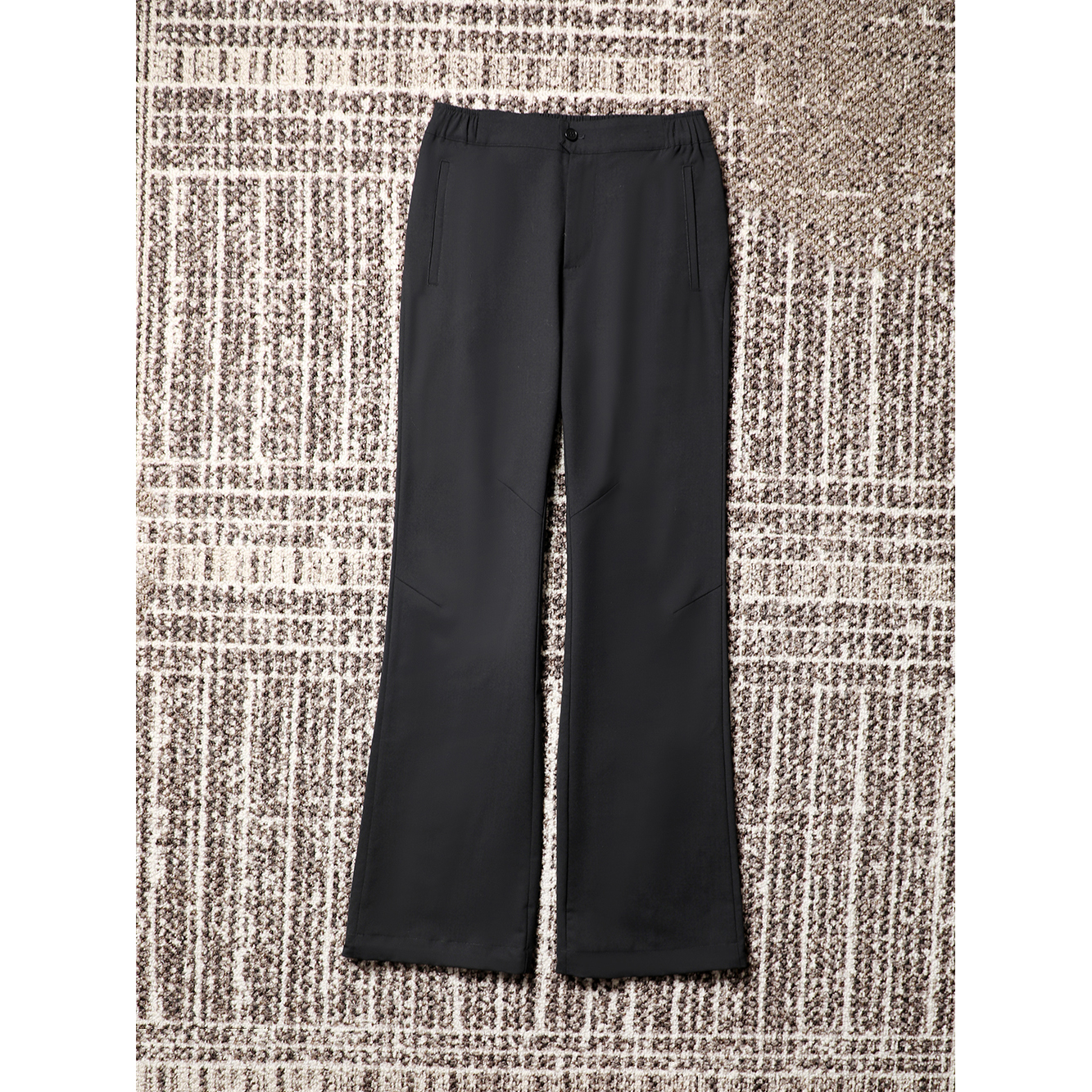 TANG TOWN自制 不易皱精纺羊毛 时髦造型感 脚口调节后松紧休闲裤