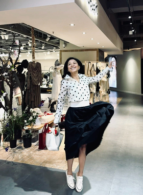 TANG TOWN 自制 干爽凉感真丝棉奢华用料16姆米优雅大摆半裙