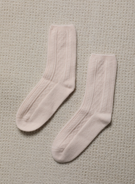 TANGTOWN 汤汤精选好物粉色袜子吸汗无异味纯羊绒长筒袜DZAF020