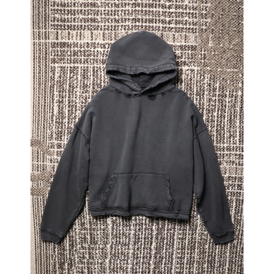 TANG TOWN 休闲百搭 立裁宽落肩连帽不规则破损设计加绒廓形卫衣