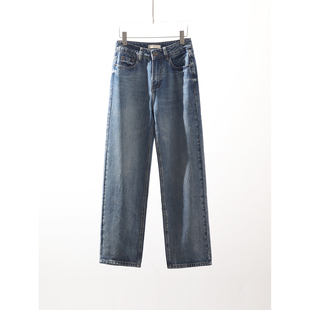 B入 四季 休闲美式 系时髦复古水洗牛仔直筒裤 TANG 长裤 TOWN