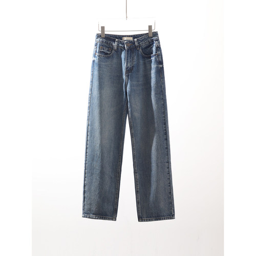 TANG TOWN 四季B入 休闲美式系时髦复古水洗牛仔直筒裤/长裤