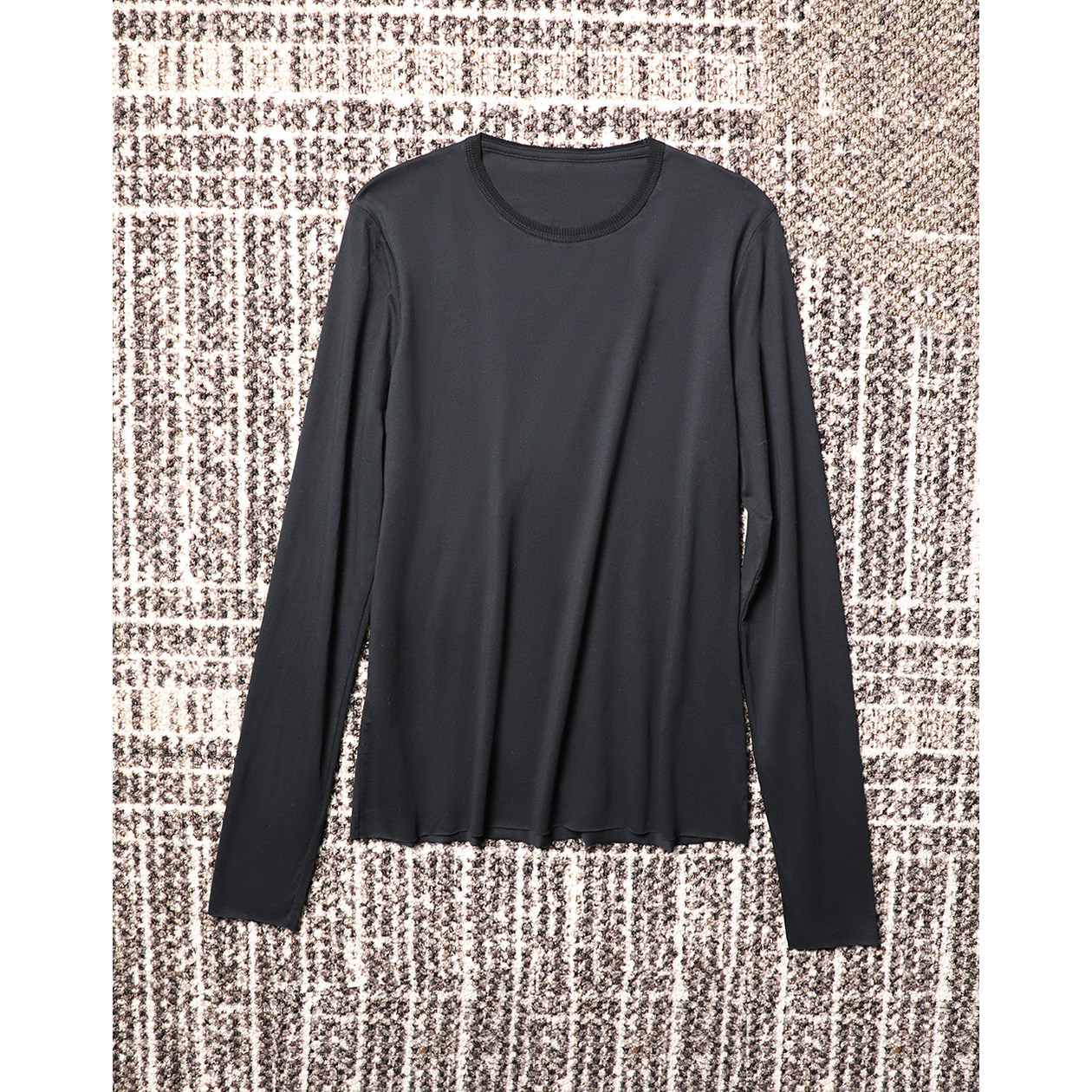 TANG TOWN 多季实穿百搭 轻薄一片式简约线条 髙级匹马棉长袖T恤