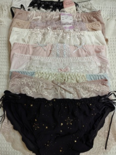 清货LL码日韩欧美刺绣三角平角丁字内裤生理裤蕾丝牛奶丝棉内衣