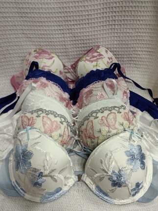 大码34/75B（M码）日韩内衣文胸钢圈聚拢刺绣蕾丝多扣无插垫杂款