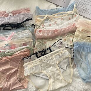 盲盒5条纯棉蕾丝性感甜美中低腰女丁字裤内裤随机发货