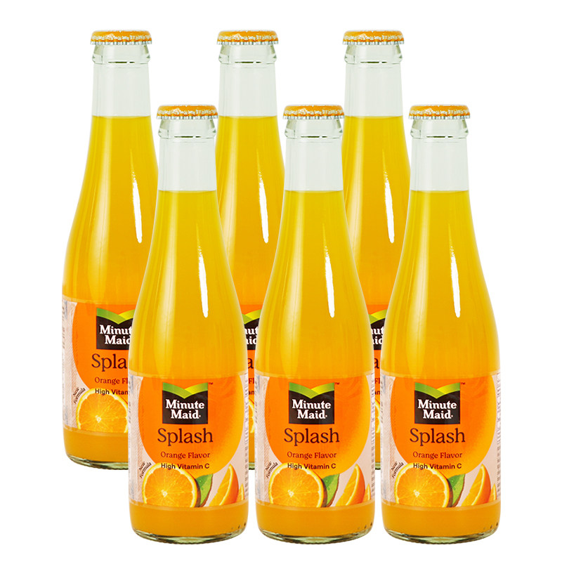 泰国进口美汁源橙子味果味果汁夏日饮料聚会橙汁玻璃瓶6瓶装250ml