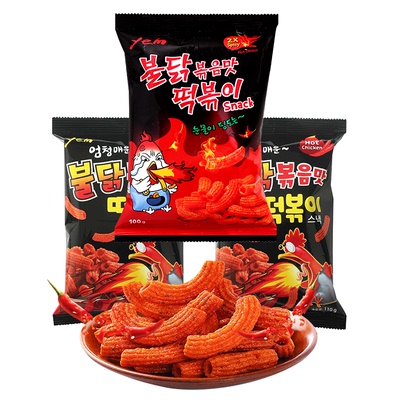 休闲零食韩国进口零食品 YEM 火鸡味炒年糕条100g膨化食品打糕条