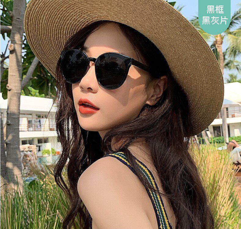 新款圆脸潮墨镜女G M太阳镜女太阳眼镜