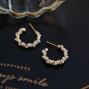 温柔精致编织礼物耳圈女2026新款洋气气质小众设计高级感耳环耳饰