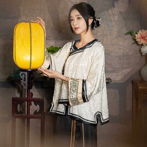 上衣提花天丝新中式重工刺绣