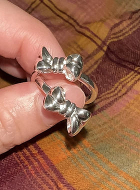 【新品】925纯银立体软萌蝴蝶结戒指可叠戴通体银百搭款