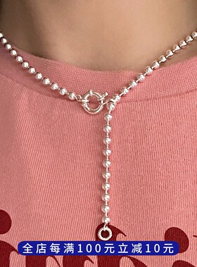 PLUS JEWELRY / 通体925银珠珠链随心搭配吊坠胖猪项链可调节长度