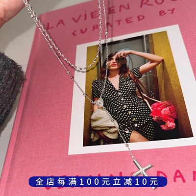 PLUS JEWELRY / 925纯银爱心十字架珠珠链水波纹闪闪锁骨链叠戴项