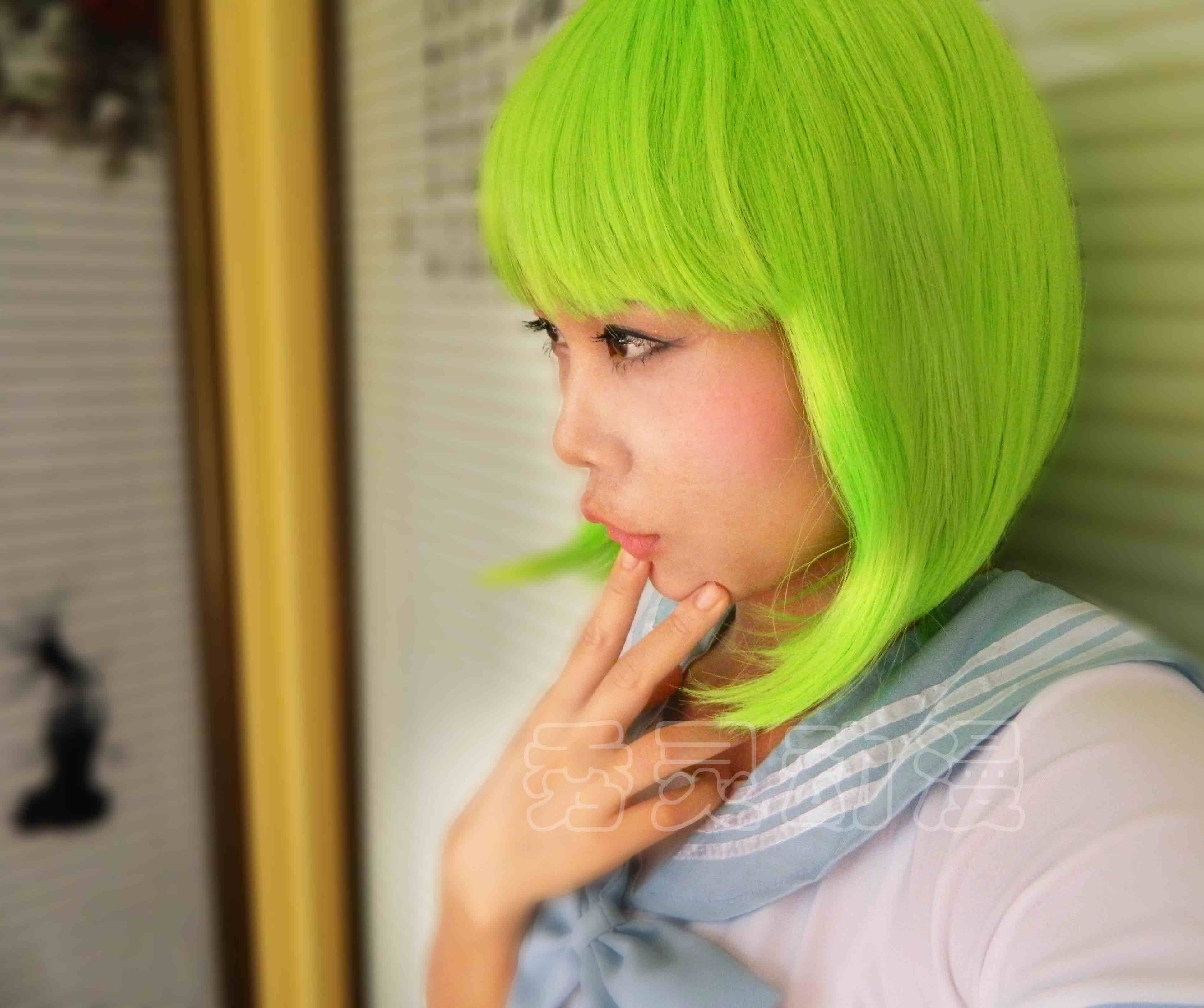 Christmas Europe and America fluorescence fruit Tender green Short hair bobo Bobo BOBO stage perform Wigin the Hair Care/Wig , Wig , Whole wig  category - from Buy2taobao.com to provide professional Taobao agent buy service