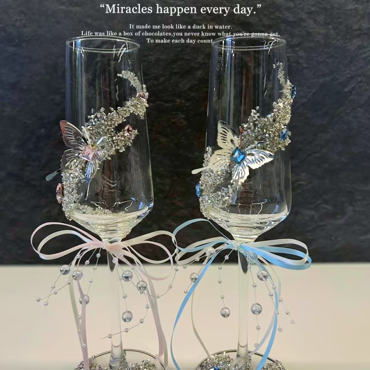 新款高级碎钻高脚杯diy敬酒杯