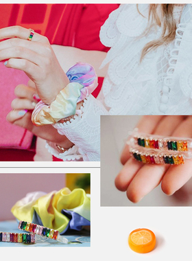 ROSIE联名新品 invisibobble彩虹水钻时尚套装发饰礼盒发箍渐变大