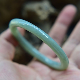 正宗新疆且末料和田玉且末蓝高油性带糖圆条美人条纯天然玉石手镯