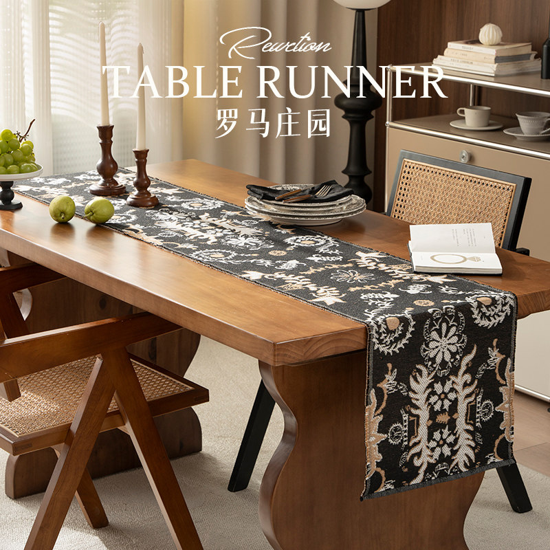 美式桌旗轻奢高端棉麻布艺长条