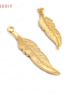 项链手链耳环耳饰Diy饰品配件32x7MM锌合金镀真金羽毛 挂件34858