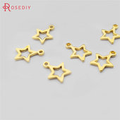 手链耳环发饰头饰Diy饰品配件6MM铜制小五星吊坠挂件黄铜色30401