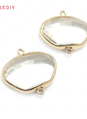 Diy饰品配件22x24MM铜+玻璃24K香槟金色贝壳形挂件吊坠-白色36406