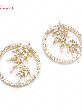 项链手链耳环耳饰Diy饰品配件22x25MM镶锆 圆圈竹子挂件吊坠39883