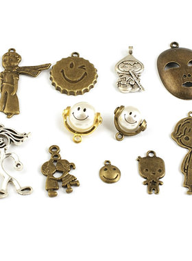 DIY合金配件 戴耳麦的人 挂坠 面具 笑脸 男孩 小丑 小娃娃 21823