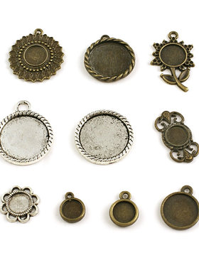 复古合金底托 圆形底托 内贴7-19MM 时光宝石 玻璃宝石底托 20770