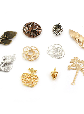 DIY饰品配件 铜制 挂件 蒲公英 玫瑰花 马蹄莲 苹果 小松果 18869