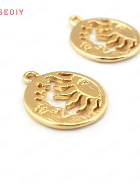 Diy饰品铜镀真金项链手链耳环头饰配件星星月亮太阳挂件吊坠33736