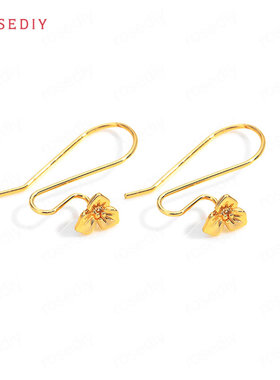 Diy饰品耳环耳饰耳针配件18x21MM铜镀真金小花 耳勾耳钩35871