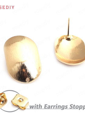 Diy饰品配件长椭圆24.5x15.5MM 铜镀真金 条纹 长椭圆 耳钉35271