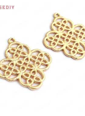 耳环耳饰配件Diy饰品配件29x26.5MM铜镀真金网纹花挂件吊坠35199