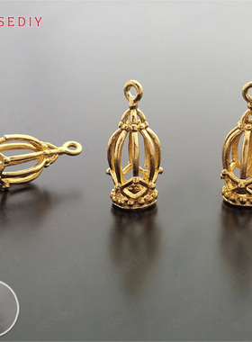 Diy饰品配件 15*7MM小鸟笼 铜镀银色 金色 项链吊坠手工材料29372