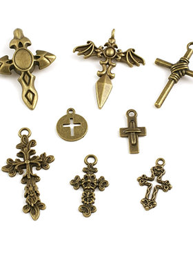 DIY复古合金饰品配件 古青铜色 合金挂件 挂坠 十字架 28355