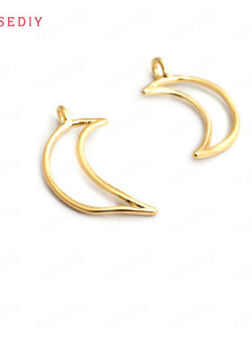 项链手链耳环耳饰Diy饰品配件16x10MM铜镀真金月亮 挂件34834