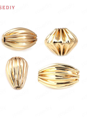 项链手链耳环耳饰Diy饰品配件5x7MM 孔1MM铜 水滴南瓜纹隔珠43270