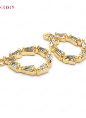 项链手链耳环Diy饰品配件16x10MM铜镀真金镶锆水滴挂件吊坠37078