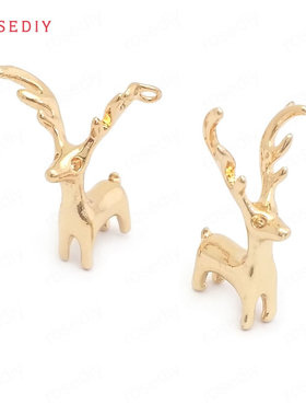 Diy饰品配件11x18.5MM 吊孔1MM 铜镀真金 鹿 挂件 吊坠 35675