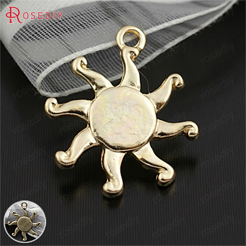 复古合金装饰配件17MM太阳星挂件吊坠古青铜色KC金色 50个