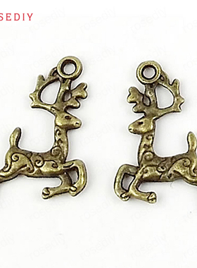 复古合金饰品配件20*14MM项链手链配件小鹿古青铜挂件吊坠(28317)