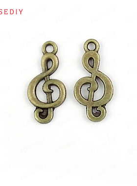 复古合金饰品配件古青铜色音符挂件吊坠100克，约88-91个(28404)