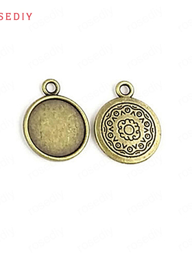复古合金饰品配件贴14MM圆形玻璃宝石底托底座100克约42个(28398)