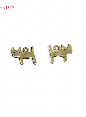 复古合金饰品配件项链手链配件14*11MM小猫古青铜挂件吊坠(28422)