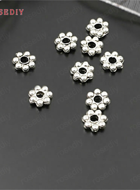 复古合金饰品配件手链项链耳环装饰珠古银色小隔花200个(28087)