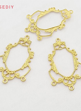 Diy饰品配件 27*16MM 铜制耳环配件 耳环配件 黄铜色 50个(30299)