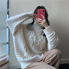 Real picture real price high neck twist long sleeve sweater