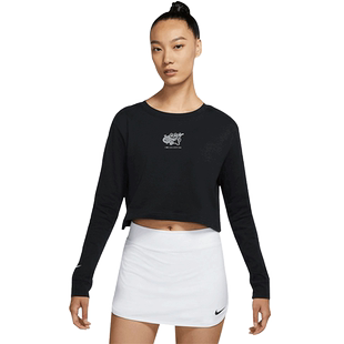 nike耐克网球服大阪系列女子短款内搭训练运动圆领长袖T恤DJ7942