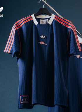 Adidas阿森纳球衣 三叶草枪手复古足球短袖上衣圆领T恤男子JF0546